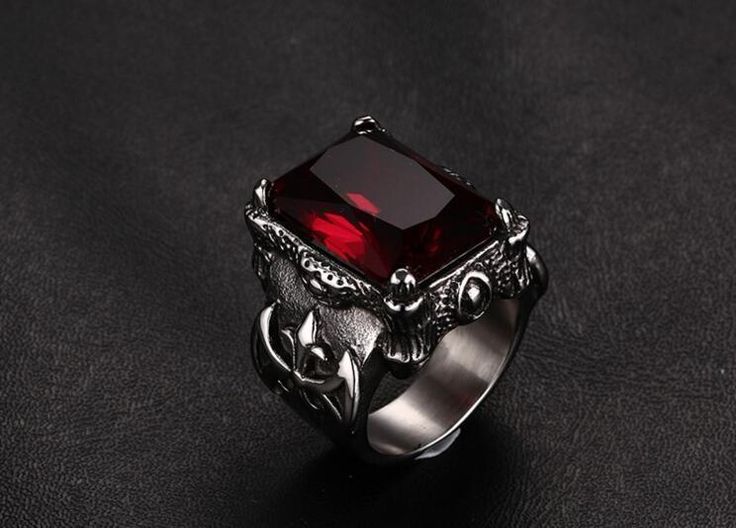 Retro Ruby Ring For Men Ruby Ring For Men, Wolf Ring, Dragon Claw, Faceted Ring, Biker Rings, Gothic Rings, Estilo Punk, Resin Ring, Ruby Stone