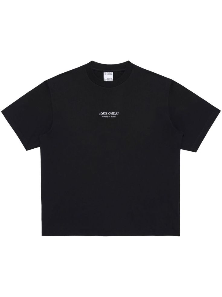 black jersey texture crew neck short sleeves straight hem Classic Short Sleeve T-shirt For Streetwear, Modern Black Crew Neck T-shirt, Black Boxy Fit T-shirt With Letter Print, Black Boxy Fit Top With Logo Print, Sporty Black Boxy Fit T-shirt, Modern Black T-shirt For Streetwear, Black Boxy Fit Graphic Tee, Black Boxy Top With Text Print, Black Boxy Fit Top With Text Print