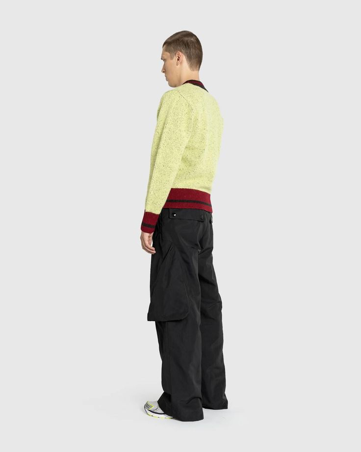 Dries van Noten – Moon Sweater Lime | Highsnobiety Shop Fitted V-neck Sweater With Ribbed Cuffs For Winter, Moon Sweater, Gustaf Westman, Van Accessories, Hiking Sneakers, Lifestyle Art, Active Shorts, Dries Van Noten, Pant Shirt