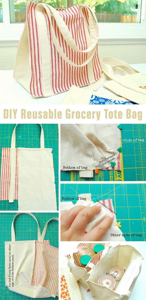 diy reusable grocery tote bag