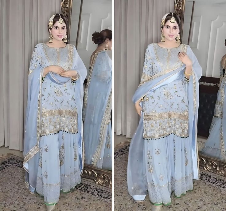 Pakistani Bollywood Salwar Kameez Readymade Stitched New Indian Sharara Dress Indian Sharara, Sharara Dress, Georgette Sharara, Heavy Embroidery, India And Pakistan, Lace Border, Work Tops, Brands Outlet, Salwar Kameez