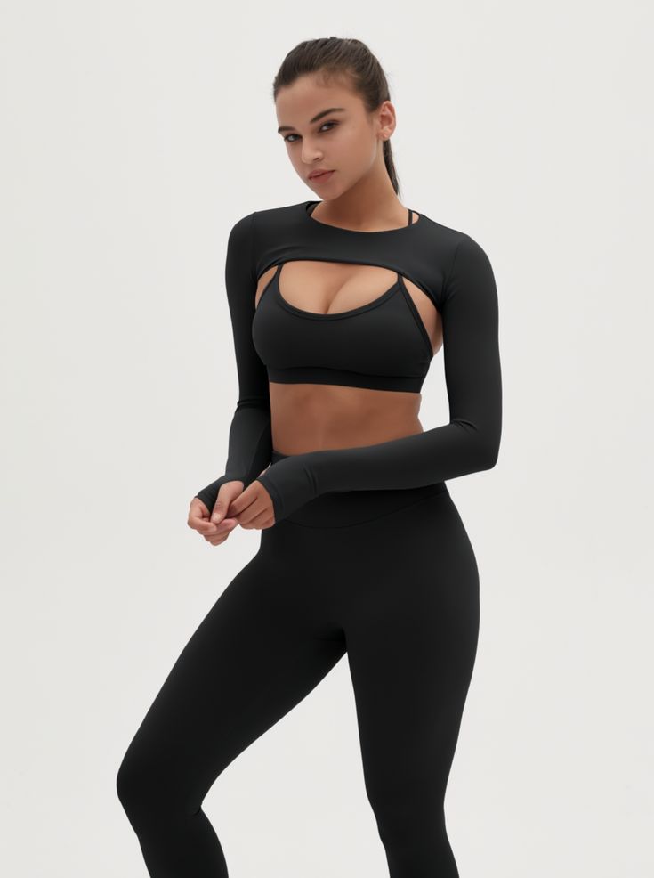 Long Sleeve Super Crop Top, Crop Sports Top, Pilates Fashion, Dance Fits, Shifting Closet, Spandex Crop Top, Super Crop Top, Gym Wardrobe, Supportive Sports Bra