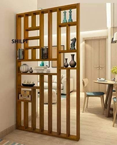 the room divider is made from wood