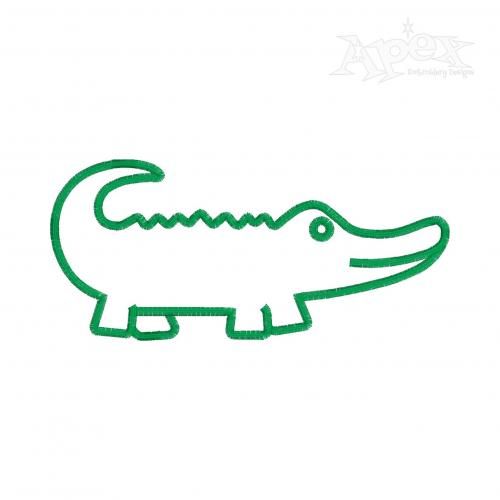 the outline of an alligator's head is shown in green on a white background