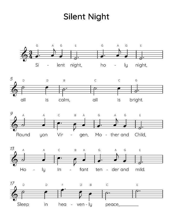 sheet music with the words silent night on it