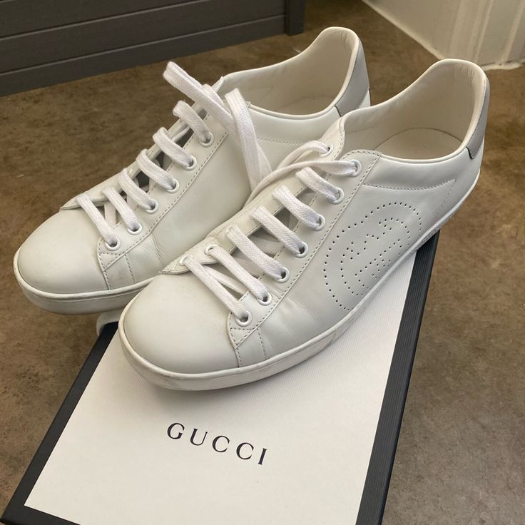 Only Worn A Handful Of Times, Just Needs To Be Cleaned To Look Brand New. $500 Obo Gucci White Sneakers, Shoes Gucci, Gucci Shoes, White Sneakers, Womens Shoes Sneakers, To Look, Shoes Sneakers, Size 10, Gucci