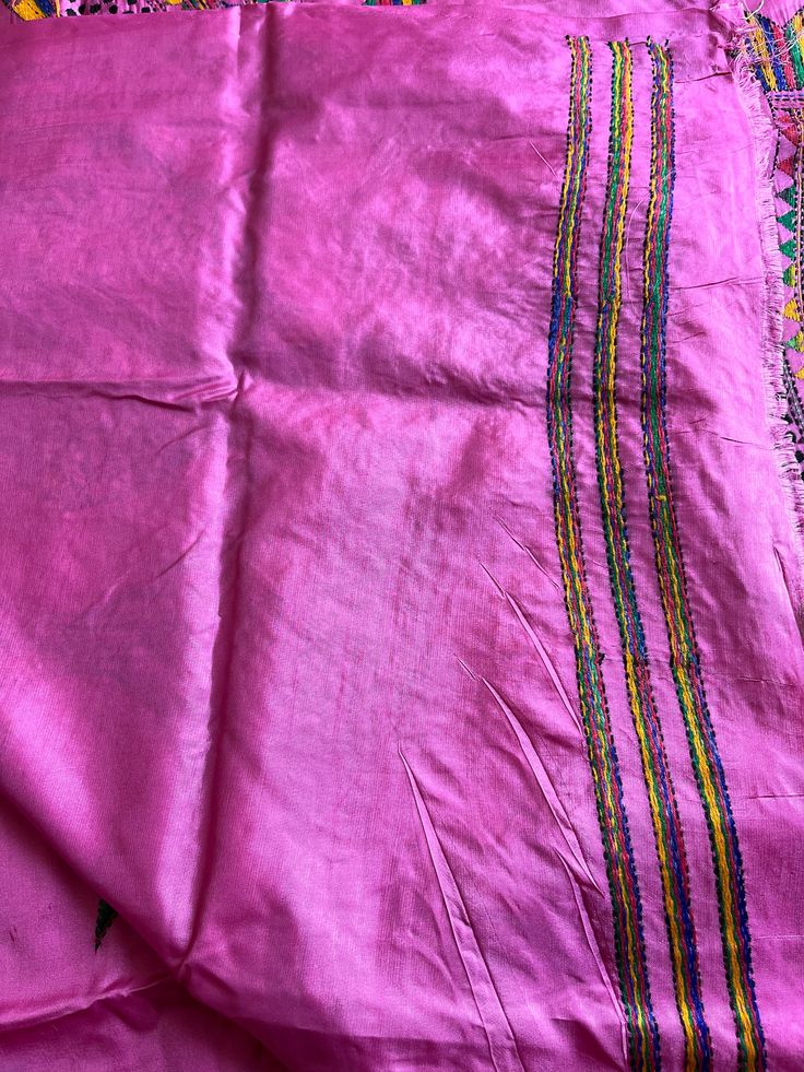 This is authentic hand embroidered Kantha Stitch Saree. The unique thread Kantha embroidery design is entirely handcrafted by our skilled artisans. The most significant aspect of hand embroidery is the running stitch pattern. The running blouse piece is included with this fine quality blended banglore silk saree. Saree Length : 5.5 mtr Blouse Piece Length : 0.8 mtr Weight : 600 gm approx Design : Hand Kantha stitch Work The fabric is best quality blended Bangalore Silk. Each Saree takes 8-10 months to complete.  Wash care - Dry clean first time and then soft hand wash. SLIGHT DIFFERENCE IN SHADE MIGHT APPEAR DUE TO CAMERA & LIGHTS, THOUGH THE PHOTOS POSTED ARE OF ORIGINAL SAREE. PLEASE CHERISH THE LITTLE IMPERFECTIONS, CREATED BY OUR TEAMS WITH LOVE" Multicolor Embroidered Unstitched Saree, Multicolor Semi-stitched Embroidered Saree, Embroidered Semi-stitched Katan Silk Pre-draped Saree, Kantha Embroidery Saree, Kantha Work Sarees, Kantha Embroidery, Work Party, Kantha Stitch, Bangalore