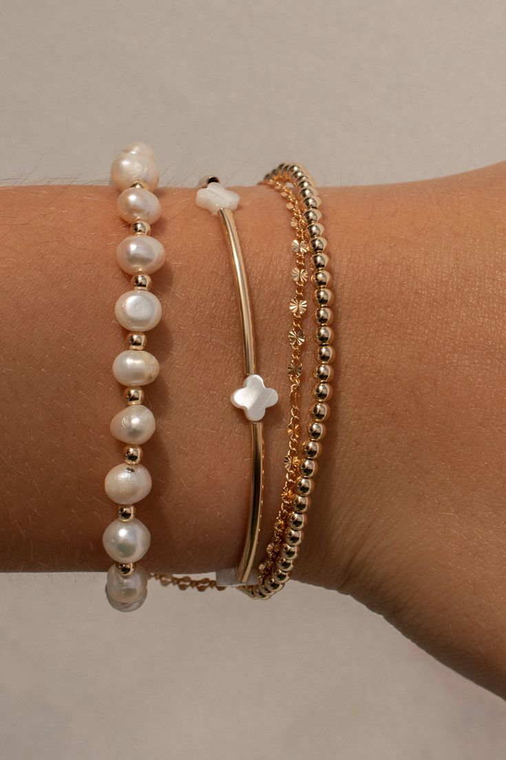 14k gold filled and mother of pearls. Capsule Wardrobe Jewelry, Earring Stack, Eye Makeup Designs, Jewelry Accessories Ideas, Gold Bracelets, Jewelry Lookbook, Makeup Designs, Accessories Ideas, Mother Pearl