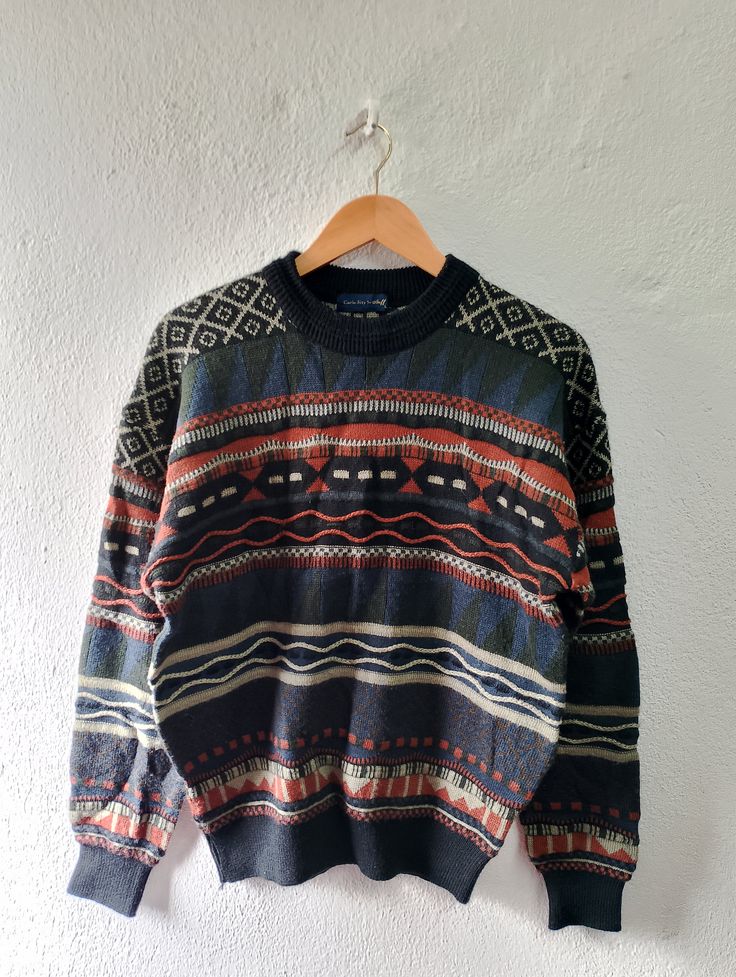 ⚡Size Medium  ⚡Pit to pit 22 inches ⚡Shoulder to bottom hem 26 inches ⚡Condition 8/10 Good condition Winter Crew Sweater With Ribbed Collar, Cotton Crew Neck Sweater For Cold Weather, Retro Long-sleeve Winter Sweatshirt, Retro Long Sleeve Sweatshirt For Winter, Retro Long Sleeve Winter Sweatshirt, Cotton Fair Isle Pattern Top For Fall, Casual Crew Neck Winter Sweater, Retro Long Sleeve Sweater With Ribbed Collar, Casual Winter Crew Sweater