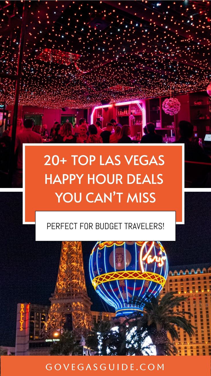 las vegas with the words happy hour details you can't miss