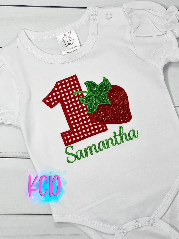 Berry Sweet 1st Birthday Girl Shirt, 1st Birthday Strawberry, Sweet One Birthday Shirt, Strawberry 1st Birthday  Please note Bodysuits have ruffled sleeves, the shirts have a puff sleeve.  I use AJ BLANKS Boutique quality shirts for Embroidery. All of my shirts are designed with Commercial Model Embroidery Machines to ensure the best quality!  Orders are shipped in 3 Business Days and may take an additional 3-7 business days to arrive! Please contact me if you need an order sooner. My shirts are 1st Birthday Girl Shirt, Berry Sweet 1st Birthday, Strawberry Boutique, Strawberry 1st Birthday, Sweet One Birthday, Commercial Model, Donut Shirt, Berry First Birthday, 1st Birthday Girl