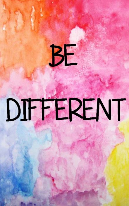 the words be different are painted on a colorful background