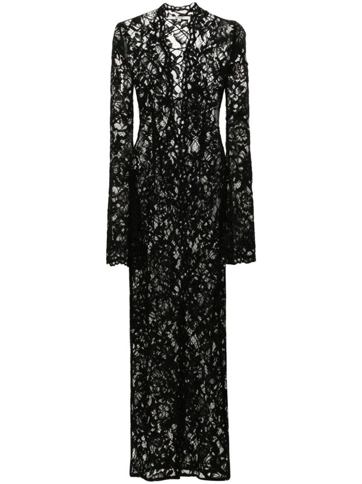 Long Evening Dress With Lace Sleeves, Evening Long Sleeve Maxi Dress With Lace Trim, Long Sleeve Maxi Dress With Lace Trim For Evening, Long Evening Dress With Lace Trim, Evening Long Lace Maxi Dress, Evening Lace Long Maxi Dress, Lace Midi Dress With Sheer Long Sleeves, Formal Fall Lace Maxi Dress, Formal Lace Maxi Dress For Fall