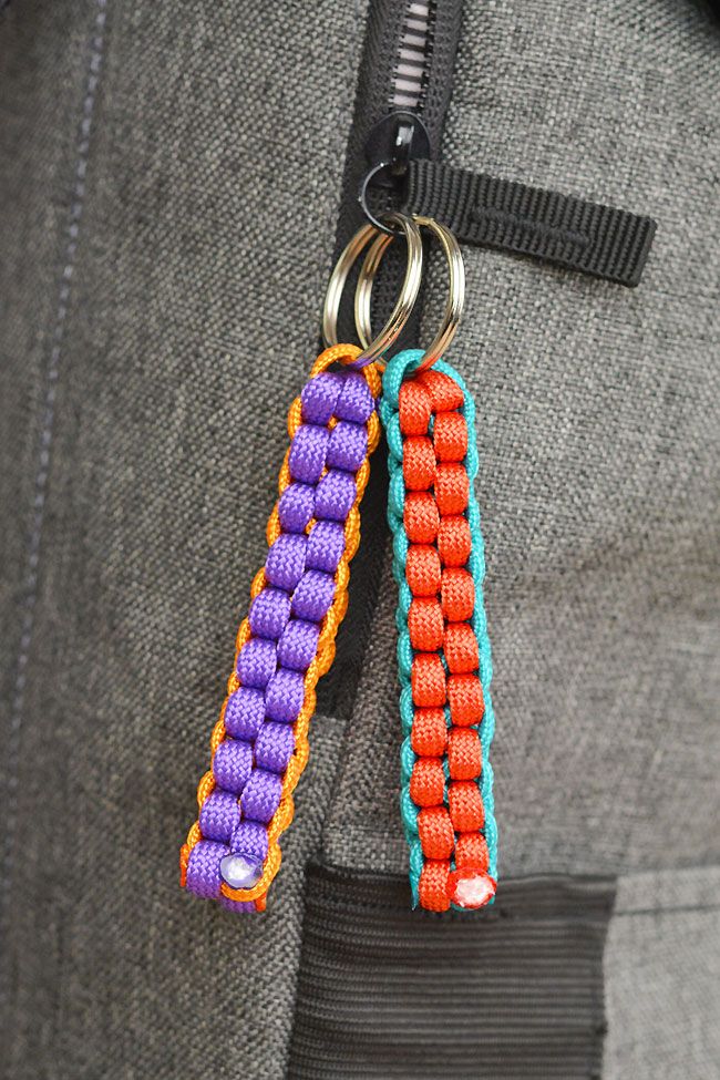 a close up of two key chains attached to a jacket