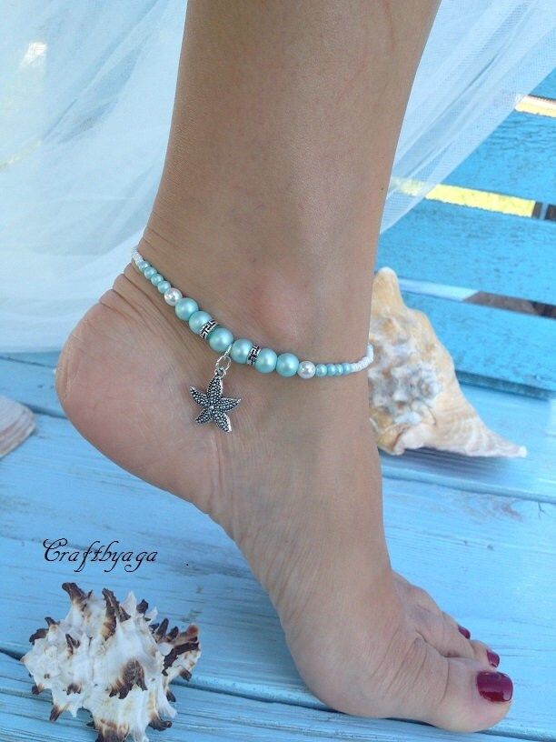 Very fashionable, elegant and unusual handmade foot bracelet with charms. This beautiful seed bead anklet is a classic beachside look. Wear it with your favourite bikini or a pair of trainers for a city look. It's perfect for any outfit and any mood.   Hand made with stretch cord and beads pearls. The neoprene stretch cord makes it effortless to put on and take off.  The listing is for a SINGLE anklet.  If there are any issues with your order, please feel free to contact me. I will do everything Blue Anklet With Starfish Charm For Summer, Blue Summer Anklets With Starfish Charm, Blue Starfish Charm Anklet For Summer, Summer Strand Anklets As Gift, Summer Strand Anklets As Gifts, Beaded Strand Anklets For Beach Season, Summer Gift Strand Anklets, Bohemian Round Beads Anklets For Beach, Bohemian Anklets With Round Beads For Beach Season