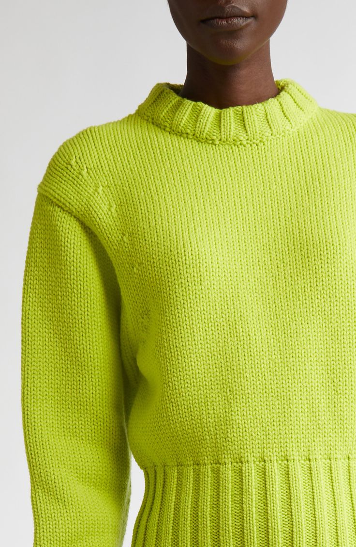 The never-shy label nudges you to create bolder and brighter cold-weather looks with this wool-blend sweater that stuns with its acid yellow hue and wide ribbing. Crewneck Long sleeves Ribbed cuffs and hem 90% wool, 7% cashmere, 2% polyamide, 1% elastane Dry clean Made in Italy Designer Clothing Wool Blend Sweater, Crewneck Sweater, Crew Neck Sweater, Cold Weather, Alexander Mcqueen, Wool Blend, Designer Clothing, Alexander, Cashmere