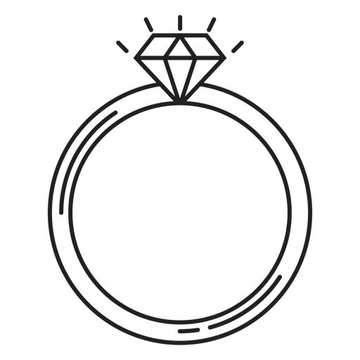 a ring with a diamond on the top, outlineed in black and white ink