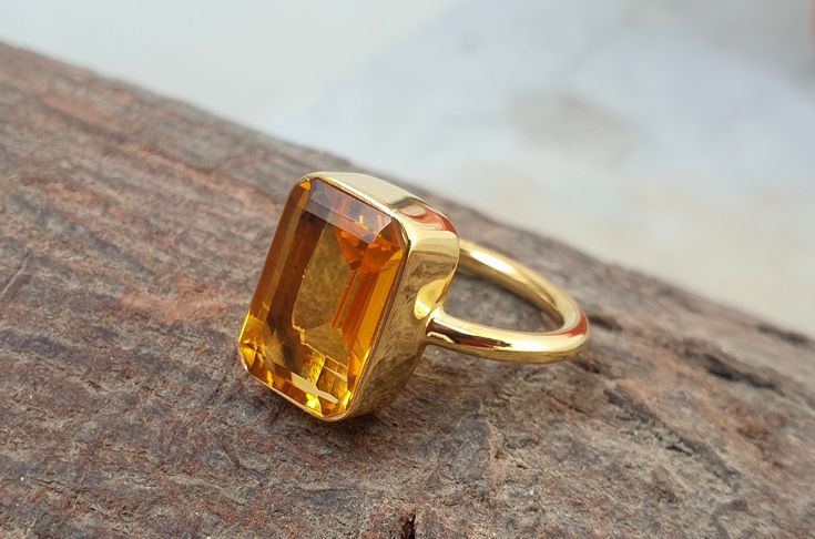 "Citrine Ring Women, 925 Solid Sterling Silver Ring, Cushion Cut Citrine Quartz Gemstone, Yellow Gold Ring, Gift Ring, Women Ring NOTE: We use good quality gemstone. Therefore they might vary a little in color, hue and reflection. But i assure you will like it. We use base material 925 solid silver then gold plating or rose gold on the ring. If you will do care the ring of gold plating it will go last longer. Gemstone Detail: Gemstone: Citrine Quartz Color: Yellow Stone Size: 8X12 MM Shape: Cush Citrine Ring Gold, Yellow Stone Rings For Women, Yellow Stone Ring, Citrine Rings, Yellow Gemstone Ring, Stone Ring Design, Yellow Citrine Ring, Citrine Ring Engagement, Large Stone Rings