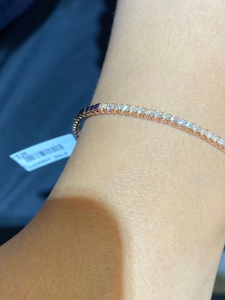 1.00 Carat Natural Diamond Flexible Half Way Round Bangle Bracelet G SI 14K Rose Gold 7'' 100% Natural Diamonds, Not Enhanced in any way Round Cut Flexible Diamond Bracelet 1.00CT G-H SI 14K Rose Gold, 5 gram, prong 7 inches in length 2.5 mm in width 41 diamonds B5859-1P ALL OUR ITEMS ARE AVAILABLE TO BE ORDERED IN 14K WHITE, ROSE OR YELLOW GOLD UPON REQUEST. All Chains of Pendants and Necklaces Can be Requested in 16'' or 18'' Length. . This item is proudly handcrafted in the USA. Perfect gift Rose Gold Tennis Bracelet With Diamond Accents, Rose Gold Diamond Cut Bracelets, Rose Gold Brilliant Cut Diamond Bracelet For Anniversary, Formal Rose Gold Diamond Tennis Bracelet, Rose Gold Bracelet With Diamond Accents For Anniversary, Rose Gold Tennis Bracelet With Vvs Clarity, Rose Gold Tennis Bracelet With Prong Setting, Fine Jewelry Rose Gold Tennis Bracelet With Prong Setting, Anniversary Rose Gold Bracelet With Diamond Accents