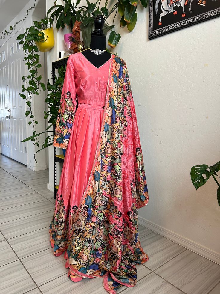 Poly chinnon adults lehanga Blouse size: 36 to 40 Lehanga length: 44 Bollywood Anarkali Set With Gota Work For Festival, Pink Lehenga With Dupatta For Celebration, Pink Lehenga For Celebration With Traditional Drape, Festive Floor-length Dupatta, Festival Anarkali Set With Cutdana, Semi-stitched Anarkali Set For Festival, Festival Anarkali Set, Festival Style Semi-stitched Anarkali Set, Festival Anarkali Set With Gota Work