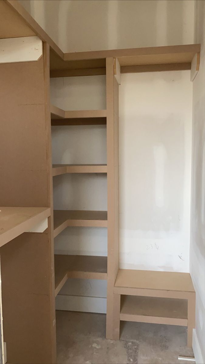 an empty closet with shelves and no one in the room or someone is using it