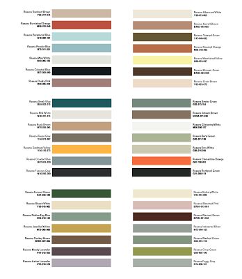 an image of the color chart for various paints and colors in different shades, including oranges