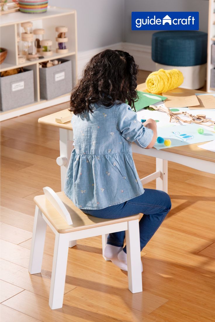 Design the best learning environment for your creative preschooler using the Guidecraft Kids' Arts and Crafts Center. The perfect art table and stool set for preschool classrooms and home use, this sturdy, easy-to-clean table comes complete with starter paper roll, 6 paint cups and 6 fabric storage bins for organizing crafting materials. Ages 3 and up. #preschoolsetup #backtoschool #kidsarttable Bins For Organizing, Preschool Set Up, Paint Cups, Kids Art Table, Preschool Classrooms, Desk Units, Storage Center, Art Supplies Storage, Canvas Storage