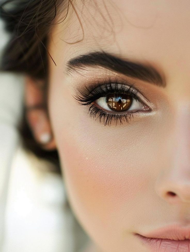 a woman with brown eyes and long lashes