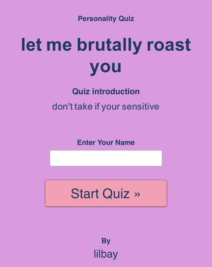 an email form with the words,'let me brutaly roast you quiz