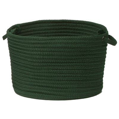 a large green rope basket on a white background