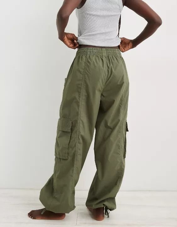 Aerie High Waisted Go-For-It Baggy Cargo Pant Baggy Utility Cargo Pants With Elastic Waistband, Utility Cargo Pants With Elastic Waistband In Khaki, Utility Khaki Cargo Pants With Elastic Waistband, Relaxed Fit Cargo Jeans With Elastic Waistband For Outdoor, Baggy Utility Cargo Jeans With Elastic Waistband, Khaki Cargo Jeans With Elastic Waistband, Full Length Cotton Cargo Jeans With Elastic Waistband, Urban Cotton Cargo Jeans With Elastic Waistband, High Waist Cotton Parachute Pants With Multiple Pockets