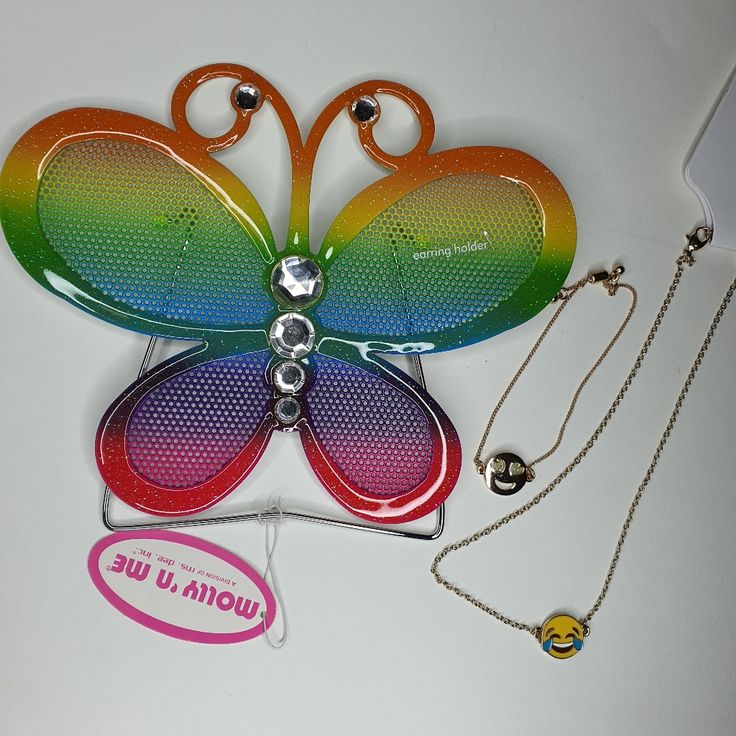 Butterfly Earring Stand, Necklace & Bracelet Combo Deal (Fashion Jewelry), All New! Multicolor Plastic Jewelry For Party, Multicolor Jewelry For Mother's Day Party, Novelty Party Jewelry Made Of Plastic, Yellow Plastic Party Jewelry, Novelty Plastic Party Jewelry, Cute Orange Jewelry For Party, Colorful Plastic Jewelry For Party, Yellow Novelty Jewelry For Party, Fun Plastic Jewelry For Party