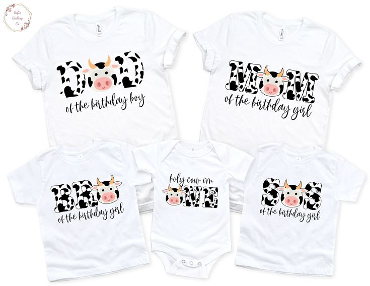 "Cow Family Birthday Shirt, Custom Farm Birthday Shirt, Holy Cow Im One, Custom Cow Print Shirt, Western Mama Shirt Our top-class designers can design anything you like. Our t-shirt quality is top-notch and can be used everywhere in daily life. These designs are great gifts for family, friends, or coworkers. Our mentality is every t-shirt we create, we make more impact on the world. Premium Quality Printed in the USA. H O W TO O R D E R T S H I R T 1-) Please, Check and Review all Photos. 2-) Se White Shirt With Letter Print For Birthday, White Short Sleeve Birthday Shirt, White Short Sleeve Shirt For Birthday, White Crew Neck Shirt For Birthday, Fun White Tops For Birthday Gift, White Tops With Funny Print For Birthday Gift, White Tops For Birthday Gift In Summer, White Top For Summer Birthday Gift, White Tops With Funny Print As Birthday Gift