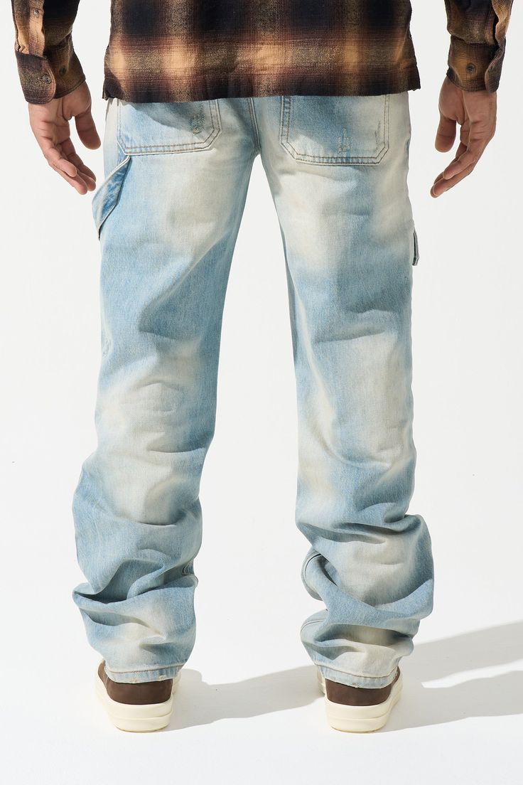 The SERENEDE® "FIG" baggy jeans feature a vintage sky-washed denim, jumbo carpenter pockets on both legs. Minimal distressing. Utility loop on the left leg. Complete with SERENEDE® branded hardware, a signature "leather" waistband label, and classic five-pocket styling, these jeans deliver both function and fashion. Key Features:Vintage sky-wash denimCarpenter panelsCarpenter loop DistressedSignature "leather" waistband labelSERENEDE® branded hardwareFive-pocket stylingTrue-to-size waist with a Baggy Shorts, Washed Denim, Kids Shorts, Baggy Jeans, Denim Wash, Fig, Light In The Dark, Key, Leather