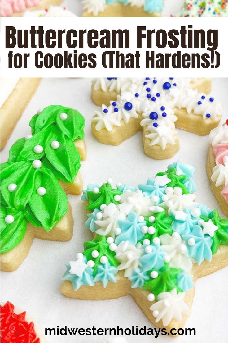 some cookies that have been decorated with icing and sprinkles