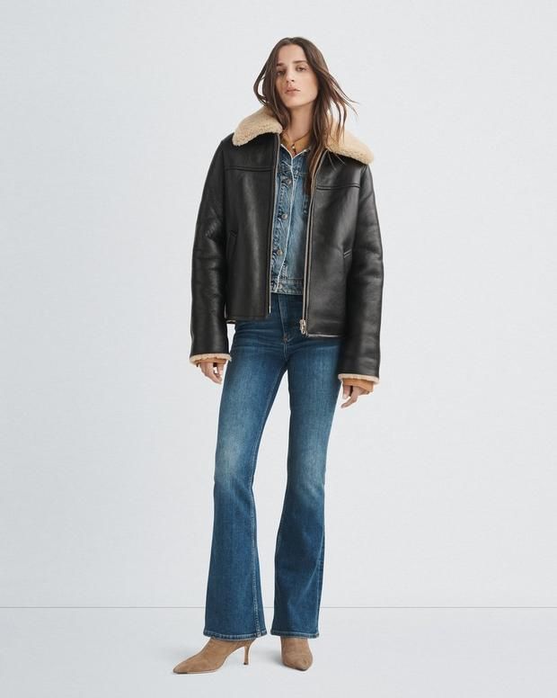 Buy Roman Shearling Jacket for USD 2295.00 | rag & bone Shearling Leather Jacket With Long Sleeves And Zipper Closure, Chic Shearling Leather Jacket With Faux Fur Trim, Shearling Leather Jacket With Zip Fly For Fall, Winter Shearling Leather Jacket With Zip Fly, Fall Shearling Leather Jacket With Faux Fur Lining, Shearling Leather Jacket With Faux Fur Lining For Fall, Fall Shearling Leather Jacket With Faux Fur Trim, Classic Leather Jacket With Faux Fur Trim For Fall, Shearling Jacket Outfit