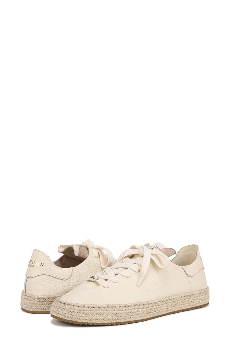 A supple suede upper with an integrated tongue and woven jute midsole distinguish this dreamy sneaker that's the perfect mix of casual and refined. 1" platform Leather upper/synthetic lining and sole Imported Cream Low-top Sneakers With Textured Sole, Cream Suede Sneakers With Perforated Toe Box, Cream Lace-up Sneakers With Contrast Sole, Cream Platform Sneakers With Contrast Sole, Cream Sneakers With Gum Sole And Round Toe, Cream Low-top Platform Sneakers With Rubber Sole, Sporty Cream Platform Sneakers With Contrast Sole, Cream Low-top Platform Sneakers, Beige Suede Sneakers With Textured Sole