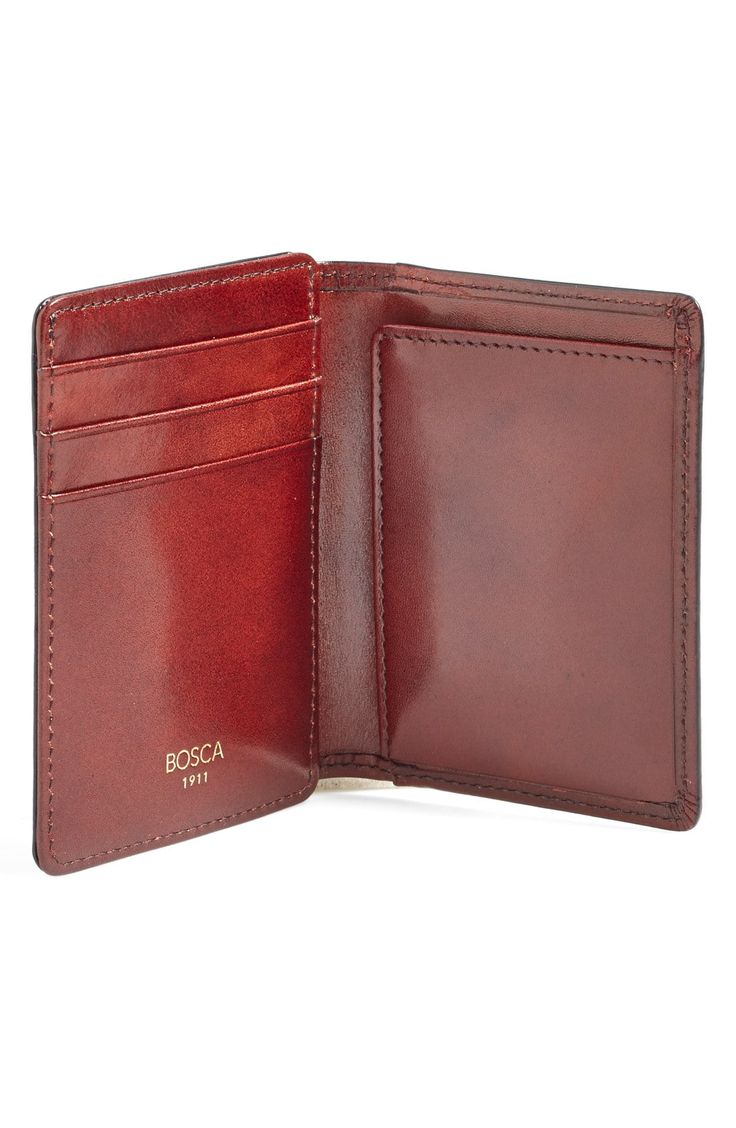 Richly colored leather structures a slim front pocket wallet with a lined ID window. Style Name:Bosca Old Leather Front Pocket Id Wallet. Style Number: 569396. Available in stores. Classic Trifold Wallet With Id Window, Formal Trifold Card Holder With Coin Pocket, Formal Bifold Card Holder With Rfid Blocking, Classic Bifold Card Holder For Everyday Use, Formal Bifold Card Holder With Card Slots, Formal Wallet With Id Window, Formal Wallets With Id Window, Formal Trifold Wallet With Id Window, Classic Business Card Holder With Coin Pocket