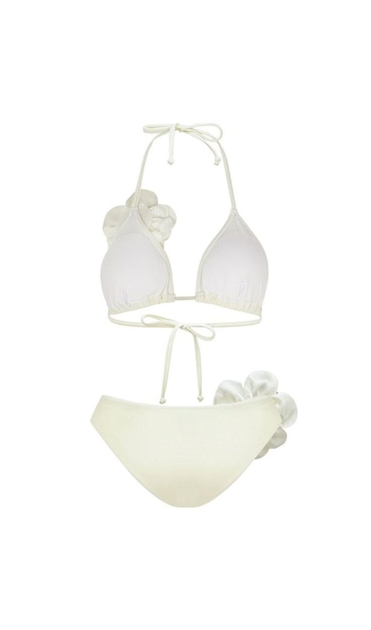 This FLOWER BIKINI SUIT IN WHITE is the bloomin' bee's knees! Whether you're beach-bound or just backyard-bound, it's the perfect outfit choice for bringin' an extra dose of fun and color to your look. Get ready to make a splash, kittens! Quick drying with sheen Cold gentle machine wash Elastane/Spandex Cream Beachwear Swimwear For Spring, Cream Swimwear For Summer Beach, Cream Swimwear For Summer Pool, Cream Beachwear Swimwear For Summer, White Swimwear For Poolside Spring, White Swimwear For Poolside In Spring, Fitted Cream Swimwear For Spring, Cream Fitted Swimwear For Spring, White Fitted Swimwear For Spring