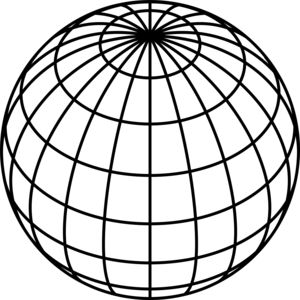 a black and white image of a globe