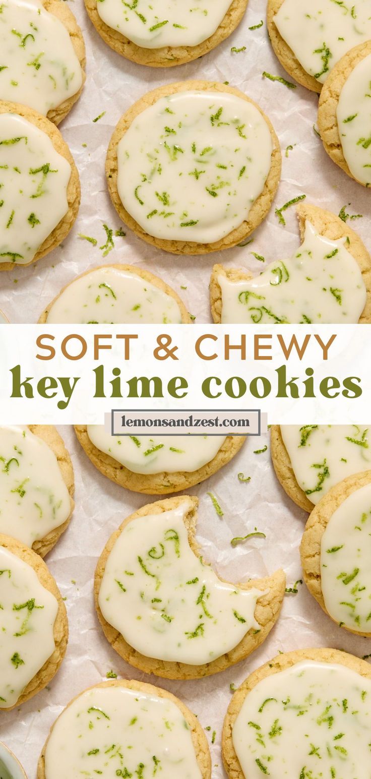 soft and chewy key lime cookies with white icing