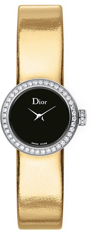 CD040110A010 CHRISTIAN DIOR LA D DE DIOR WOMEN'S WATCH Store Display Model (What's This?) - Free Overnight Shipping - With Manufacturer Serial Numbers - Swiss Made - Black Dial - Diamonds Set on Bezel & Crown - Total Diamond Weight: .46ct - Battery Operated Quartz Movement - 3 Year Warranty - Guaranteed Authentic - Certificate of Authenticity - Manufacturer Box & Manual         Includes Additional Replacement Gold Leather Strap - Polished Stainless Steel Case - Patent Black Leather Strap - Scratch Resistant Sapphire Crystal - 30 Meters / 100 Feet Water-Resistant - 19mm = 3/4" Case, 6" Adjustable Strap - Tang Buckle Set with Diamonds     Also Known As Model # 040110A010 Black Jewellery, Dior Watch, Pretty Watches, Stackable Necklaces, Black Gold Jewelry, Thai Silk, Luxury Timepieces, Gift Of Time, Black Jewelry