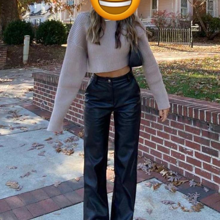 Pleather Pants. They Don’t Get Hot Because They Are Not Fleece Lined. Super Stretchy And Comfortable. Black Flare Leather Pants Outfit, Leather Pants Outfit Christmas, Leather Pants Fall Outfit, Leather Pant Outfits, Leather Pants Outfit Going Out, Black Leather Pants Outfit, How To Style Leather Pants, Cold Christmas, Pleather Pants