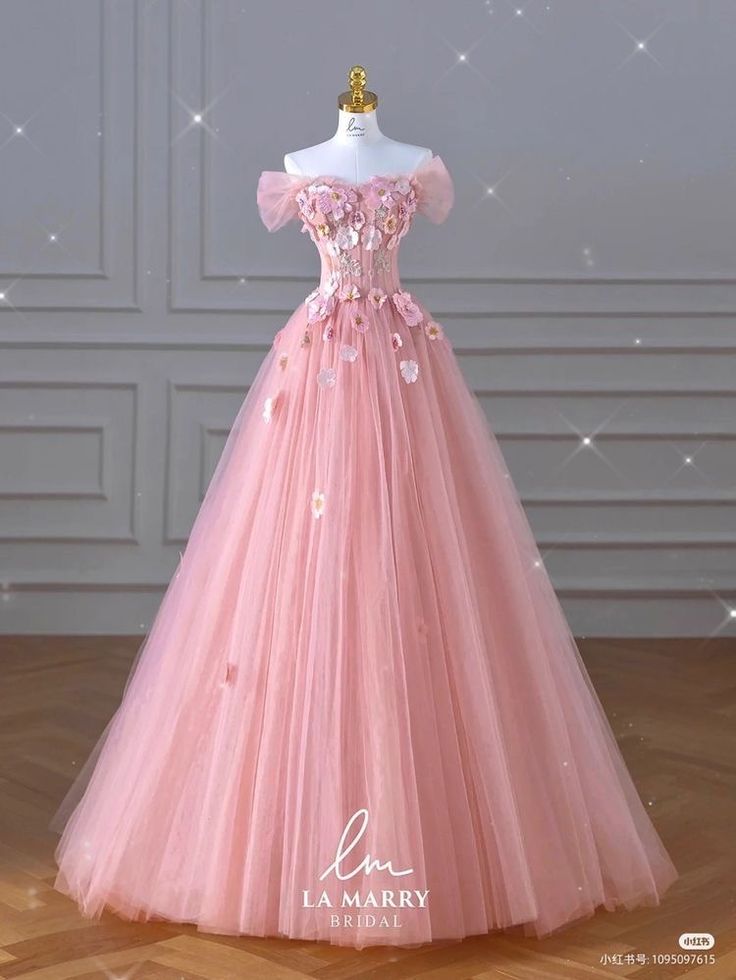 Pink Prom Dresses Princess, Pink Princess Dress Fairytale, Fairy Prom Dresses, Pastel Wall Collage, Pink Aesthetic Room Decor, Pink Aesthetic Room, Debut Gowns, Debut Dresses, Pink Princess Dress