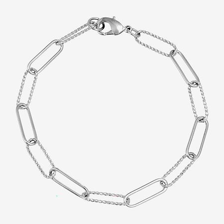 Add a trendy look to your jewelry collection by adding this Silver Reflections pure silver over brass paperclip chain bracelet. This bracelet is crafted in pure silver over brass, available in 7.25 inches length, has a solid paperclip chain construction and features a lobster clasp closure for a safe and comfortable wear. If you're looking for the perfect trendy chain bracelet for stacking or to wear alone, this bracelet is just what your jewelry collection needs! Wipe bracelet clean with a soft Modern White Gold Bracelet With Paperclip Chain, Modern White Gold Bracelets With Paperclip Chain, Modern White Gold Paperclip Chain Bracelet, Classic Silver Paperclip Bracelet With Oval Links, Classic Silver Chain Paperclip Bracelet With Oval Links, Classic Paperclip Bracelet With Oval Link Silver Chain, Classic Silver Chain Link Paperclip Bracelet, Sterling Silver Link Paperclip Bracelet With Adjustable Chain, Modern Oval Link Paperclip Bracelet With Silver Chain