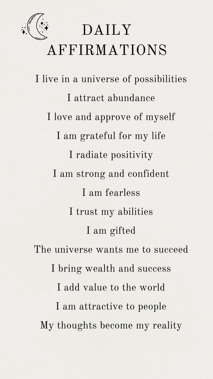 a poem written in black and white with the words daily affirmations on it