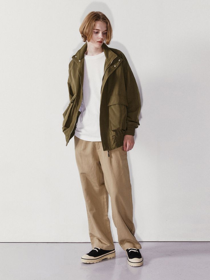 Editor's Notes521 Over-fit Cotton Blouson Jacket Khaki from V2 is an over-sized jacket made of cotton and nylon blend fabric. It has pockets on the front and welt pockets on the inside. The sleeves and hem have banding.- Over-sized- Banding details- String detail- Pocket detailsMeasurements (in.)- Size: M / L- Length: 27.1 / 27.5 in.- Shoulder: 23.0 / 23.8 in.- Chest: 26.7 / 27.5 in.- Arm hole: 10.8 / 11.2 in.- Sleeve length: 21.8 / 22.2 in.- Hem: 18.8 / 19.6 in.*Model Information- Height: 6'0 Size: LComposition & Care- 70% Cotton, 30% Nylon- Dry Clean OnlyDesigner- by V2 Blouson Jacket, Welt Pockets, Welt Pocket, Dry Clean, Sleeve Length, Fabric