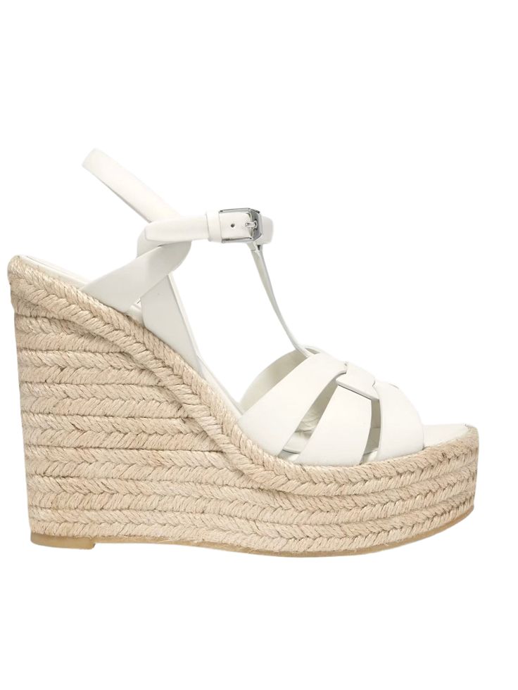 Looking for secured style for the spring/summer months? Bring the heat in a pair of these espadrilles. These casual, rope-soled shoes are usually flat but sometimes wedge heels are just what you need to elevate your look. Whether you're shopping for espadrille sandals with a flexible sole to wear with a summer midi dress or warm-weather shoes for vibing by the pool, a pair of these comfortable shoes is always a winner. Style: Wedges. Fabric: Pu Buckle strap. Open toe. Ankle tied. Rubber sole. Front heel height 2” in. Rear heel height 3.85” in. Color may be lighter or darker depending of the device it is displayed. High Heel Wedges Platform, Wedge High Heels, Espadrilles Sneakers, Summer Midi Dress, Chanel #1, Visor Sunglasses, White Wedges, High Heels Sandals, High Heel Wedges