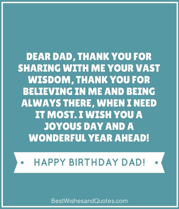 a happy birthday card with the words dear dad, thank you for sharing with me