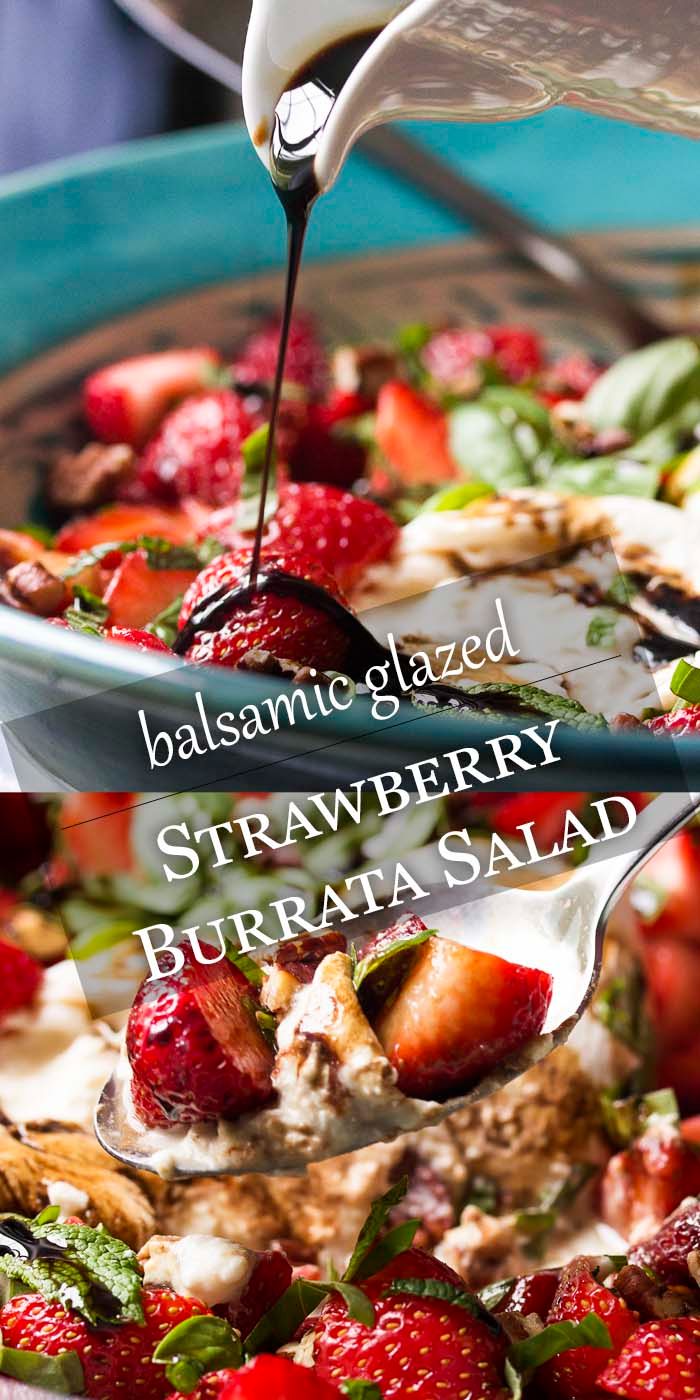 Buratta Recipe, Grilled Strawberries, Honey Balsamic Glaze, Burrata Recipe, Strawberry Chicken Salad, Gourmet Salad, Burrata Salad, Paleo Salads, Mint Salad